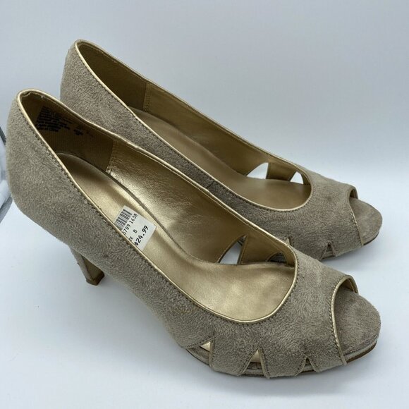 Fioni Taupe Kardin 63709-04 Women's Open Toe Suede Size 8 - Picture 2 of 12